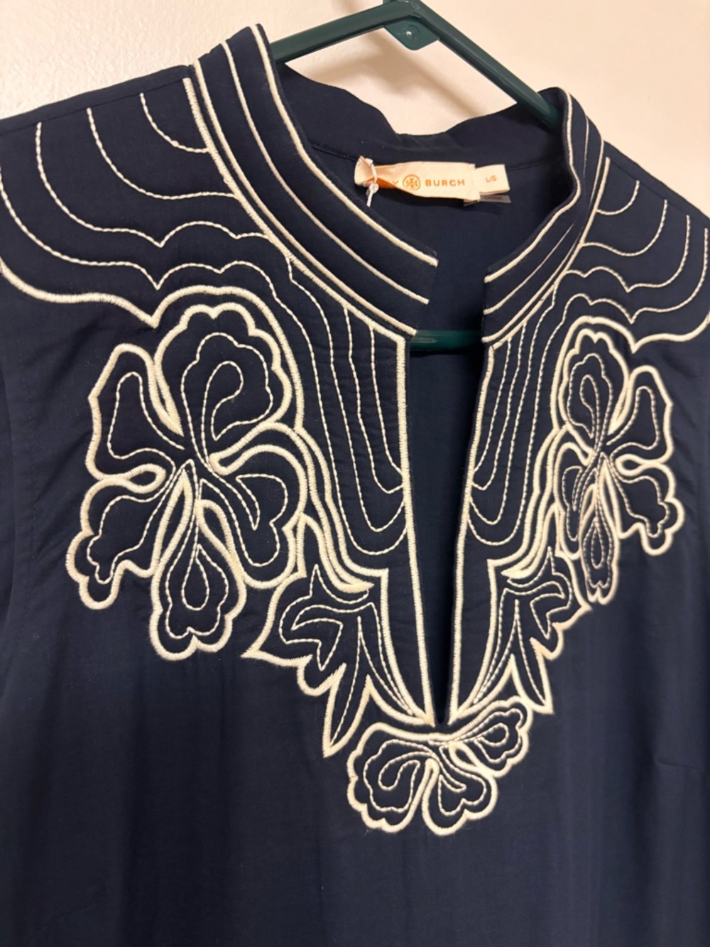 Tory Burch Dress Floral Embroidery Cotton Preppy Designer L - Picture 3 of 13